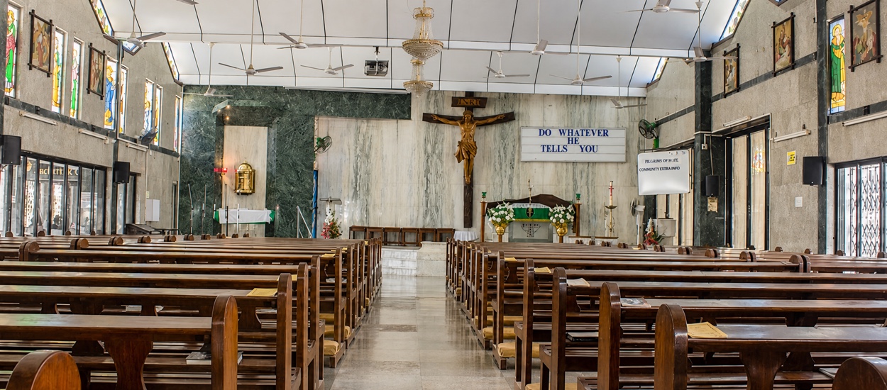 Interior of Good Shepherd Church looking toward the altar